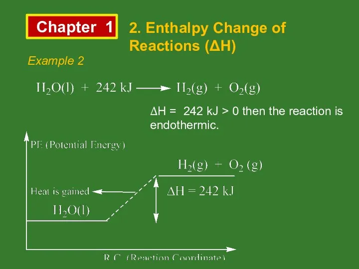 Chapter 1 2. Enthalpy Change of Reactions (ΔH) Example 2