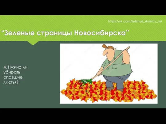 “Зеленые страницы Новосибирска” https://vk.com/zelenye_stranicy_nsk 4. Нужно ли убирать опавшие листья?
