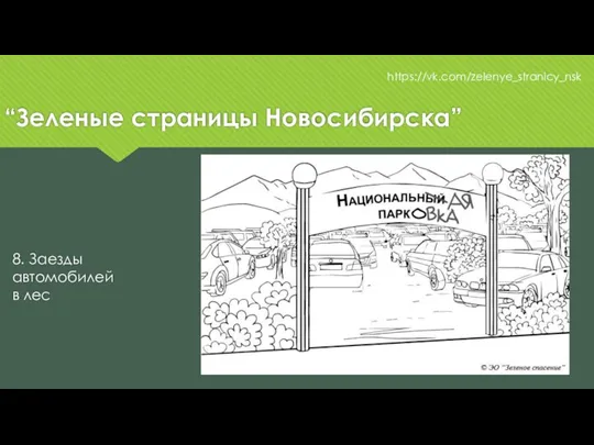 “Зеленые страницы Новосибирска” https://vk.com/zelenye_stranicy_nsk 8. Заезды автомобилей в лес