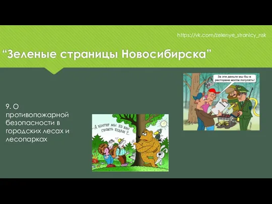 “Зеленые страницы Новосибирска” https://vk.com/zelenye_stranicy_nsk 9. О противопожарной безопасности в городских лесах и лесопарках