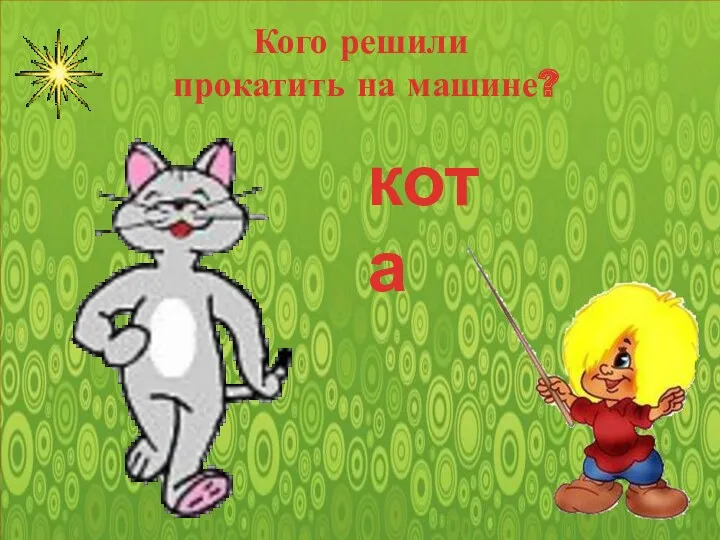 Кого решили прокатить на машине? кота