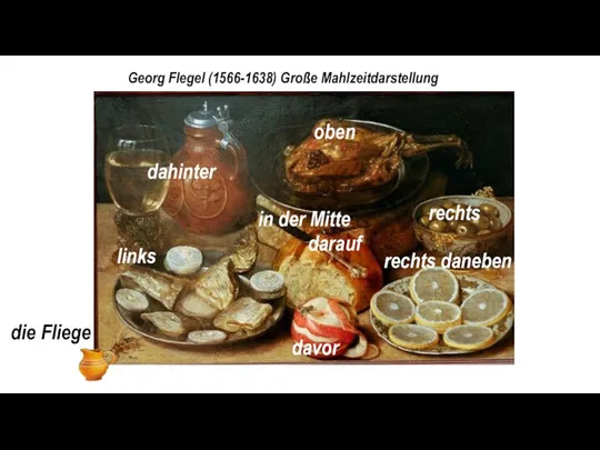Georg Flegel (1566-1638) Große Mahlzeitdarstellung darauf davor rechts daneben dahinter
