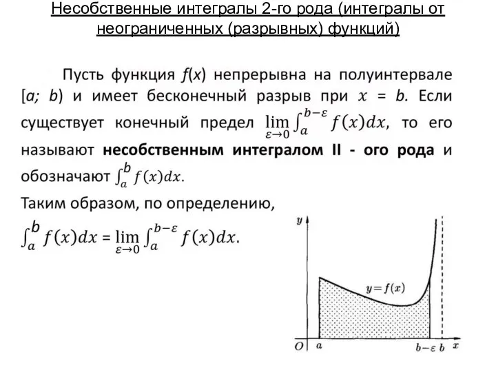 Несобственные интегралы 2-го рода (интегралы от неограниченных (разрывных) функций)