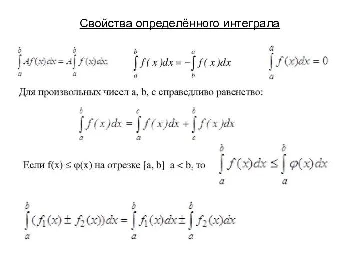 Свойства определённого интеграла