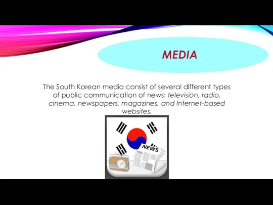 MEDIA The South Korean media consist of several different types