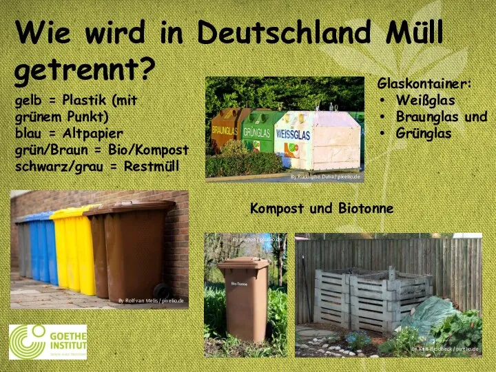 Wie wird in Deutschland Müll getrennt? Kompost und Biotonne gelb