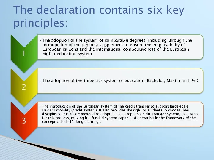 The declaration contains six key principles: