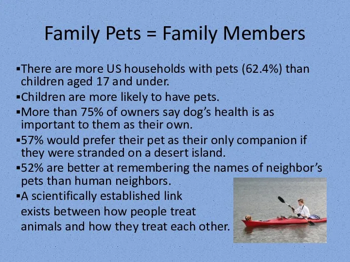 Family Pets = Family Members There are more US households