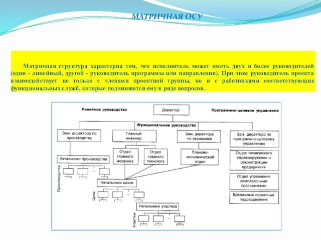 Матричная структура характерна тем, что исполнитель может иметь двух и