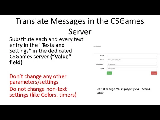 Translate Messages in the CSGames Server Substitute each and every