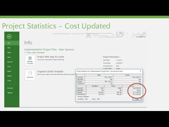Project Statistics – Cost Updated