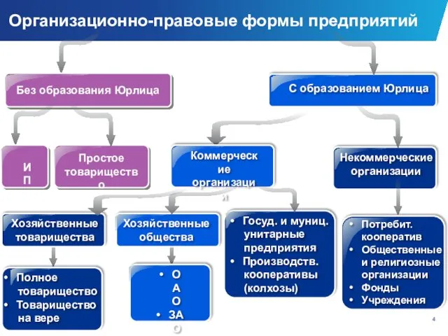 Организационно-правовые формы предприятий