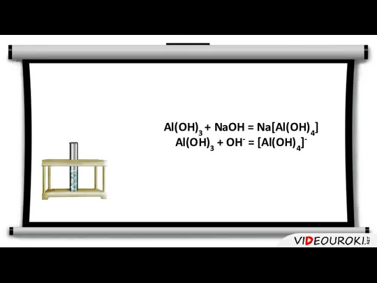 Al(OH)3 + NaOH = Na[Al(OH)4] Al(OH)3 + OH- = [Al(OH)4]-
