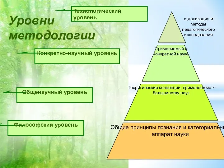 Применяемый к конкретной науке Теоретические концепции, применяемые к большинству наук