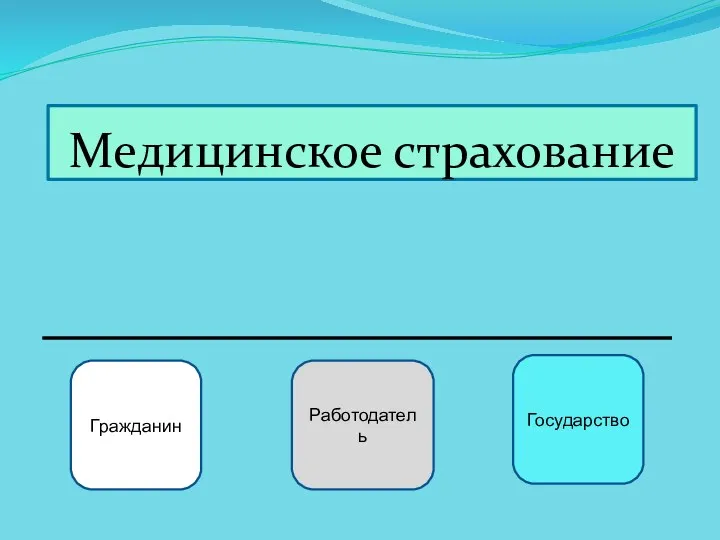 Медицинское страхование Гражданин Работодатель Государство Частное Социальное Государственное