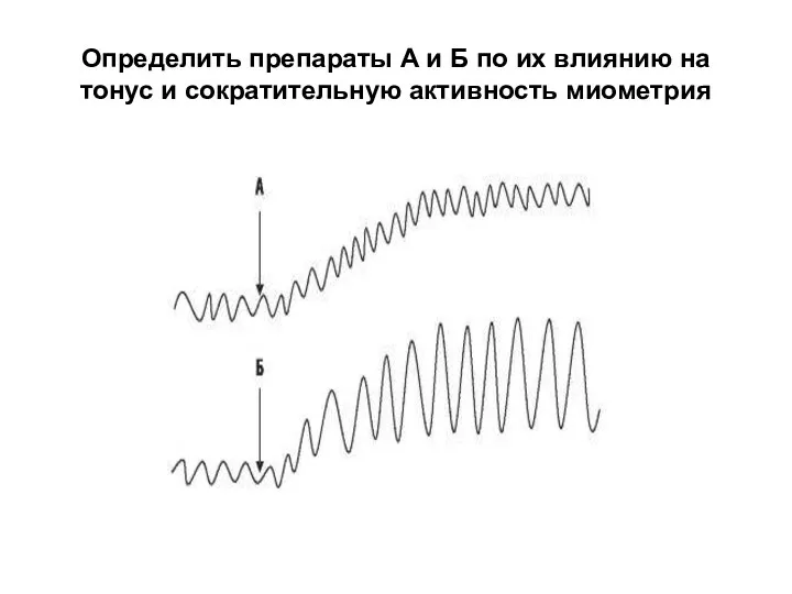 Определить препараты А и Б по их влиянию на тонус и сократительную активность миометрия
