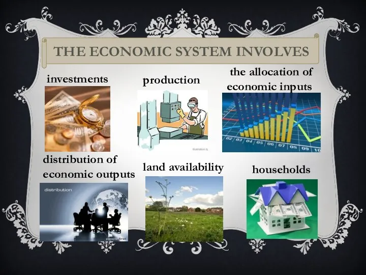THE ECONOMIC SYSTEM INVOLVES investments production the allocation of economic