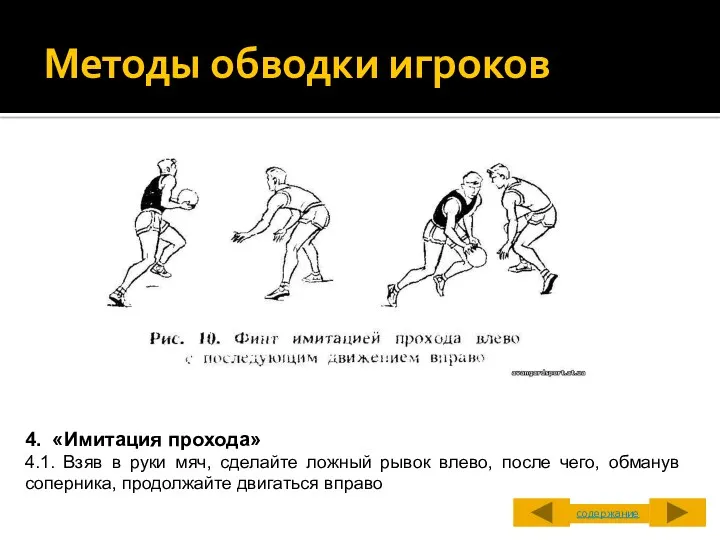 Методы обводки игроков 4. «Имитация прохода» 4.1. Взяв в руки