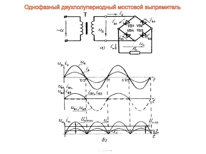 Однофазный двухполупериодный мостовой выпрямитель