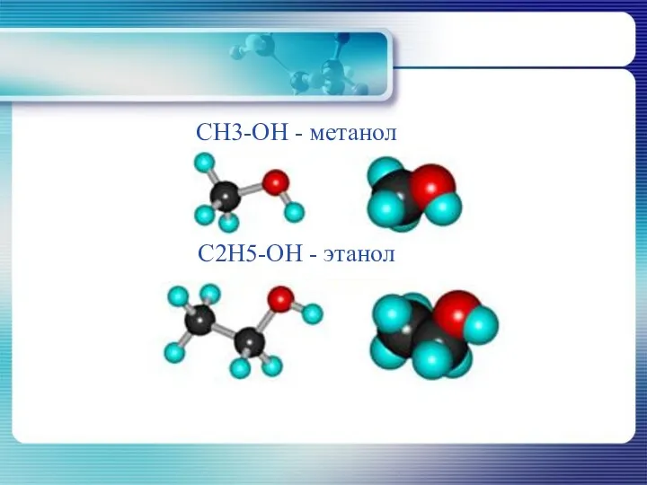 CH3-OH - метанол C2H5-OH - этанол