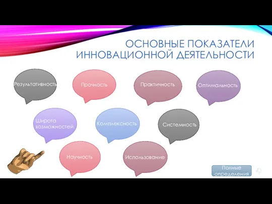 ОСНОВНЫЕ ПОКАЗАТЕЛИ ИННОВАЦИОННОЙ ДЕЯТЕЛЬНОСТИ Прочность Полные определения