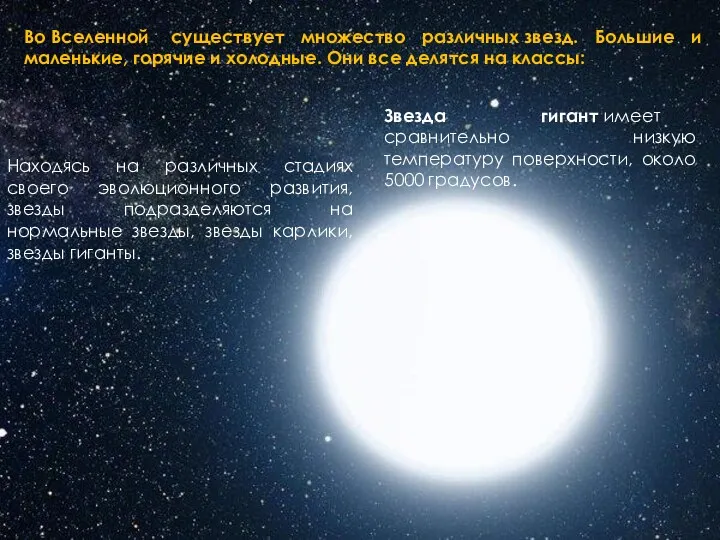 Во Вселенной существует множество различных звезд. Большие и маленькие, горячие