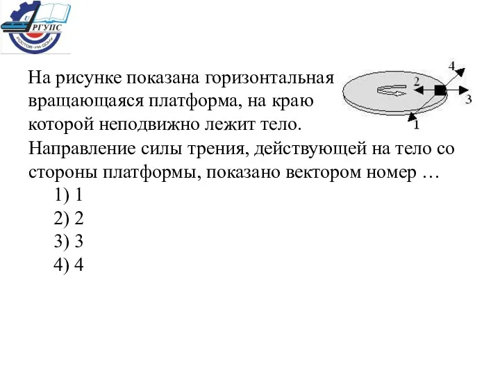 На рисунке показана горизонтальная вращающаяся платформа, на краю которой неподвижно