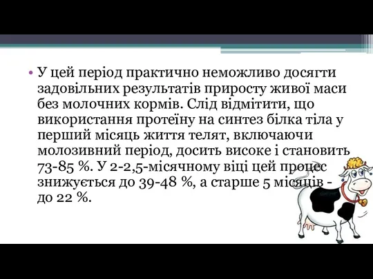 У цей період практично неможливо досягти задовільних результатів приросту живої маси без молочних