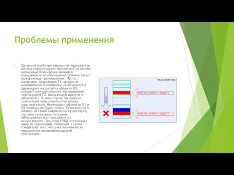 Проблемы применения Одним из наиболее серьезных недостатков метода сериализации транзакций