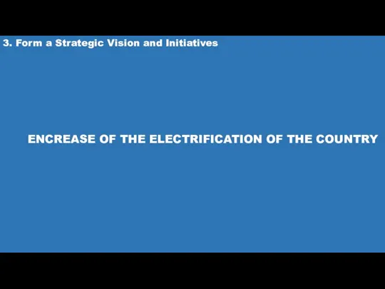 3. Form a Strategic Vision and Initiatives ENCREASE OF THE ELECTRIFICATION OF THE COUNTRY