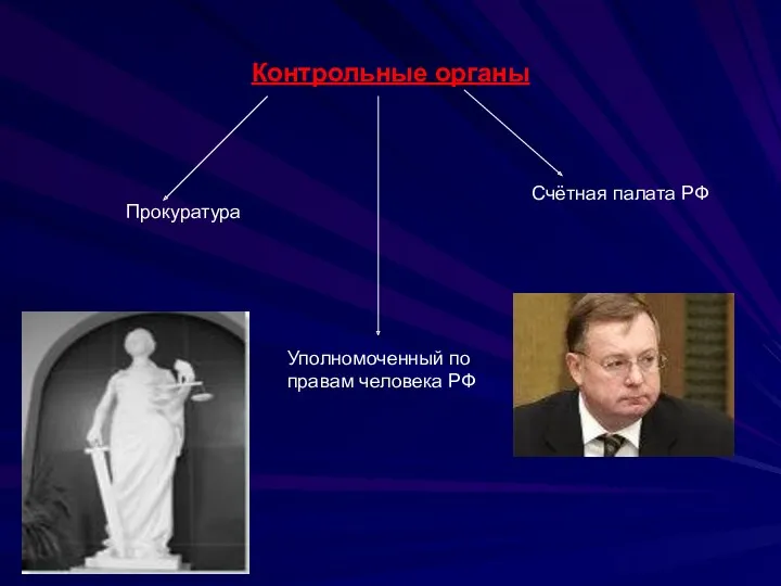 Контрольные органы Прокуратура Уполномоченный по правам человека РФ Счётная палата РФ