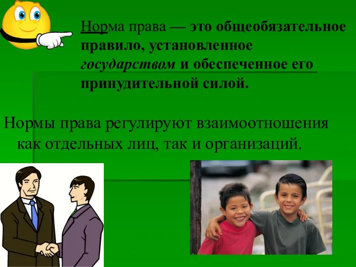 Норма права — это общеобязательное правило, установленное государством и обеспеченное