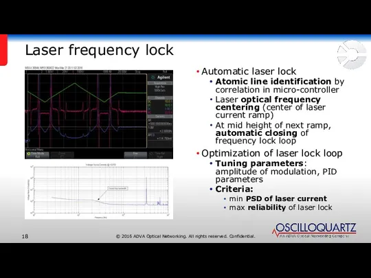 Laser frequency lock Automatic laser lock Atomic line identification by