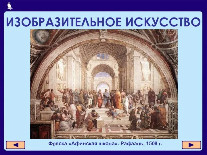 ИЗОБРАЗИТЕЛЬНОЕ ИСКУССТВО Фреска «Афинская школа». Рафаэль, 1509 г.