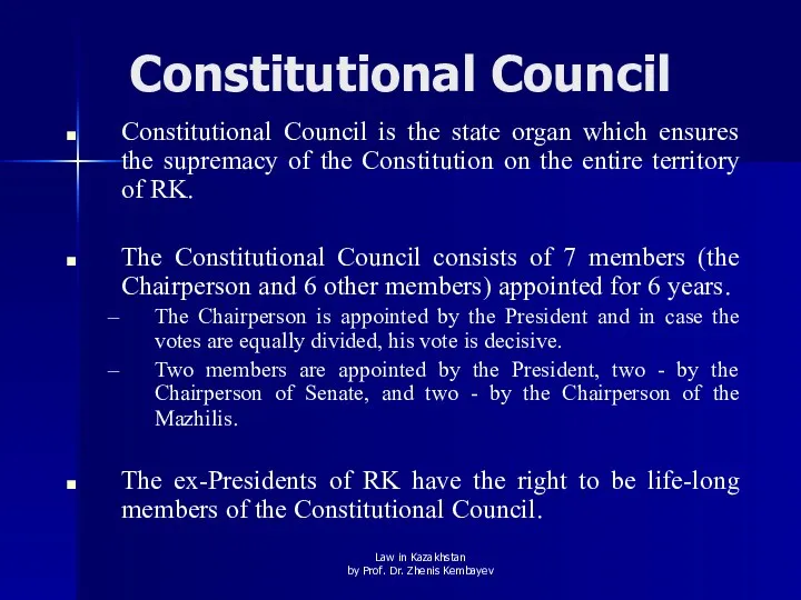Constitutional Council Constitutional Council is the state organ which ensures