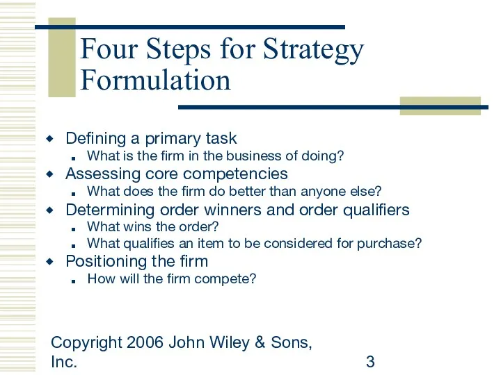 Copyright 2006 John Wiley & Sons, Inc. Four Steps for