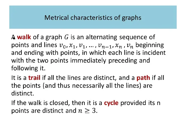 Metrical characteristics of graphs