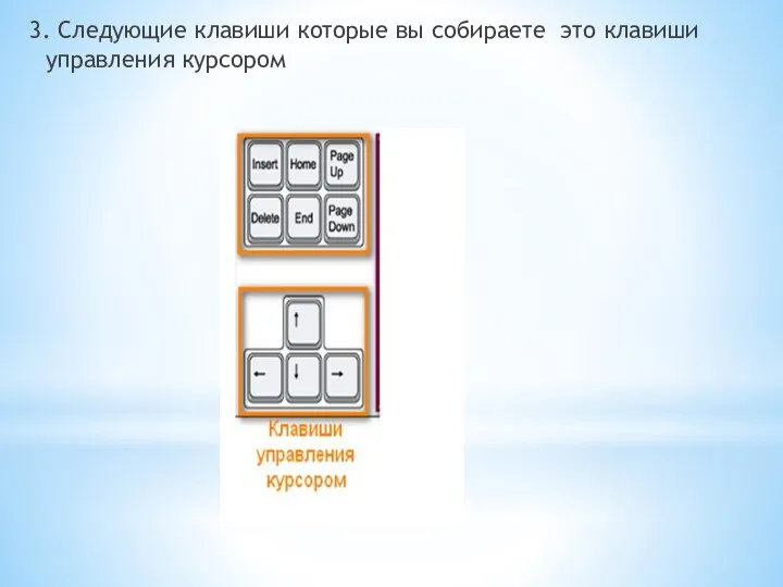 3. Следующие клавиши которые вы собираете это клавиши управления курсором