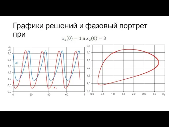 Графики решений и фазовый портрет при