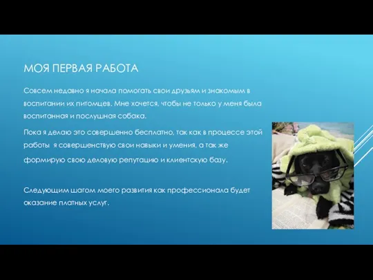 МОЯ ПЕРВАЯ РАБОТА Совсем недавно я начала помогать свои друзьям