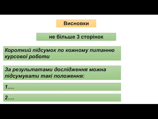 Висновки не більше 3 сторінок Короткий підсумок по кожному питанню