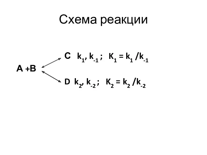 Схема реакции С k1, k-1 ; K1 = k1 /k-1