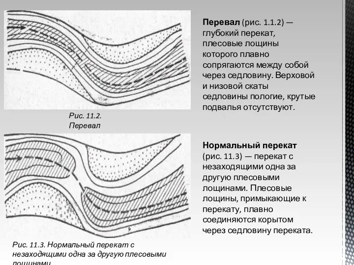 Рис. 11.2. Перевал Перевал (рис. 1.1.2) — глубокий перекат, плесовые лощины которого плавно