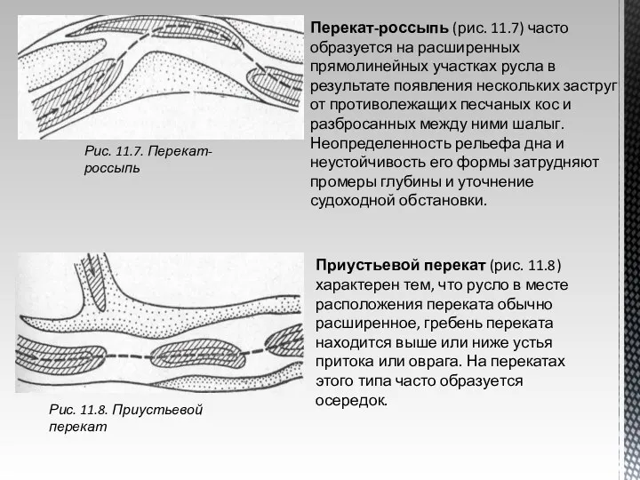 Рис. 11.7. Перекат-россыпь Перекат-россыпь (рис. 11.7) часто образуется на расширенных прямолинейных участках русла