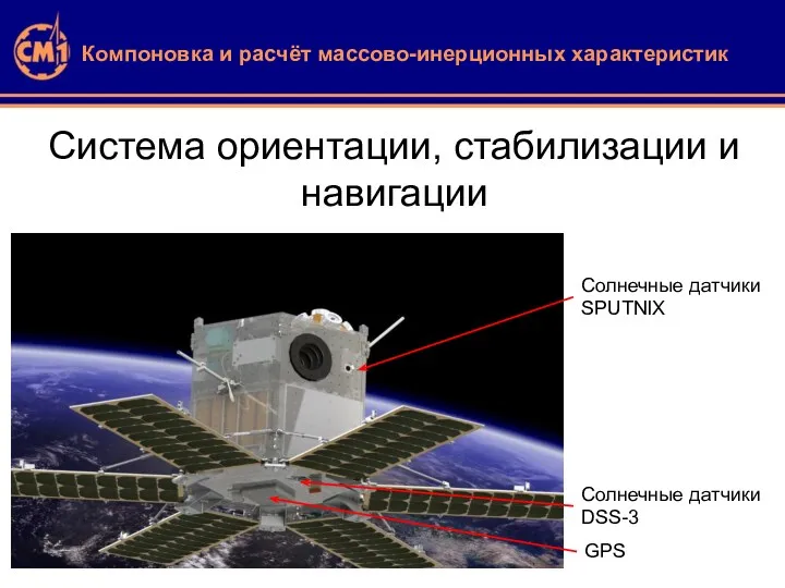 Система ориентации, стабилизации и навигации Солнечные датчики DSS-3 Солнечные датчики