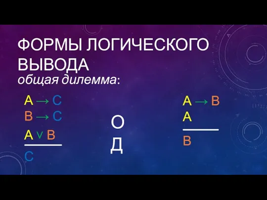 ФОРМЫ ЛОГИЧЕСКОГО ВЫВОДА общая дилемма: А → С В →