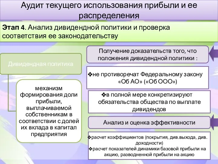 Аудит текущего использования прибыли и ее распределения Этап 4. Анализ