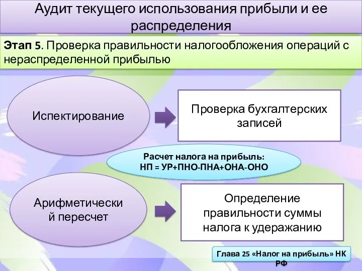 Аудит текущего использования прибыли и ее распределения Этап 5. Проверка