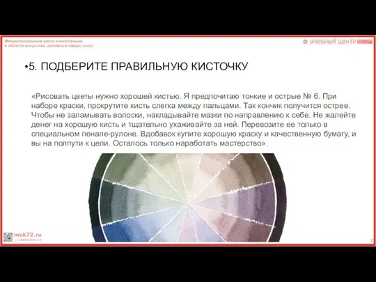 5. ПОДБЕРИТЕ ПРАВИЛЬНУЮ КИСТОЧКУ «Рисовать цветы нужно хорошей кистью. Я