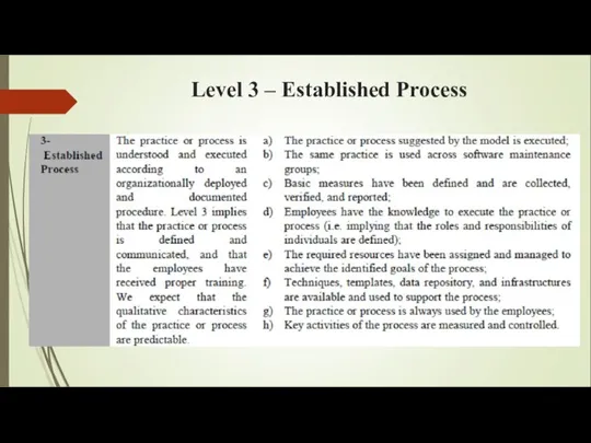 Level 3 – Established Process
